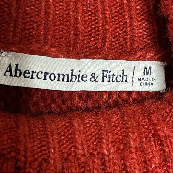 NWT Abercrombie & Fitch Oversized Red Knit Turtle Neck Sweater Size M - Picture 10 of 11